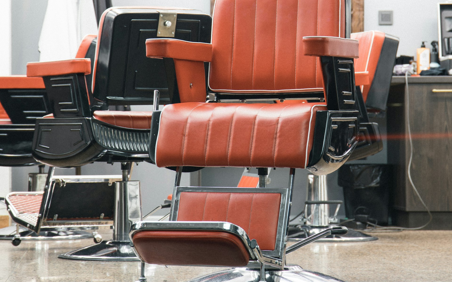 Interior of the Iron and Blade barbershop