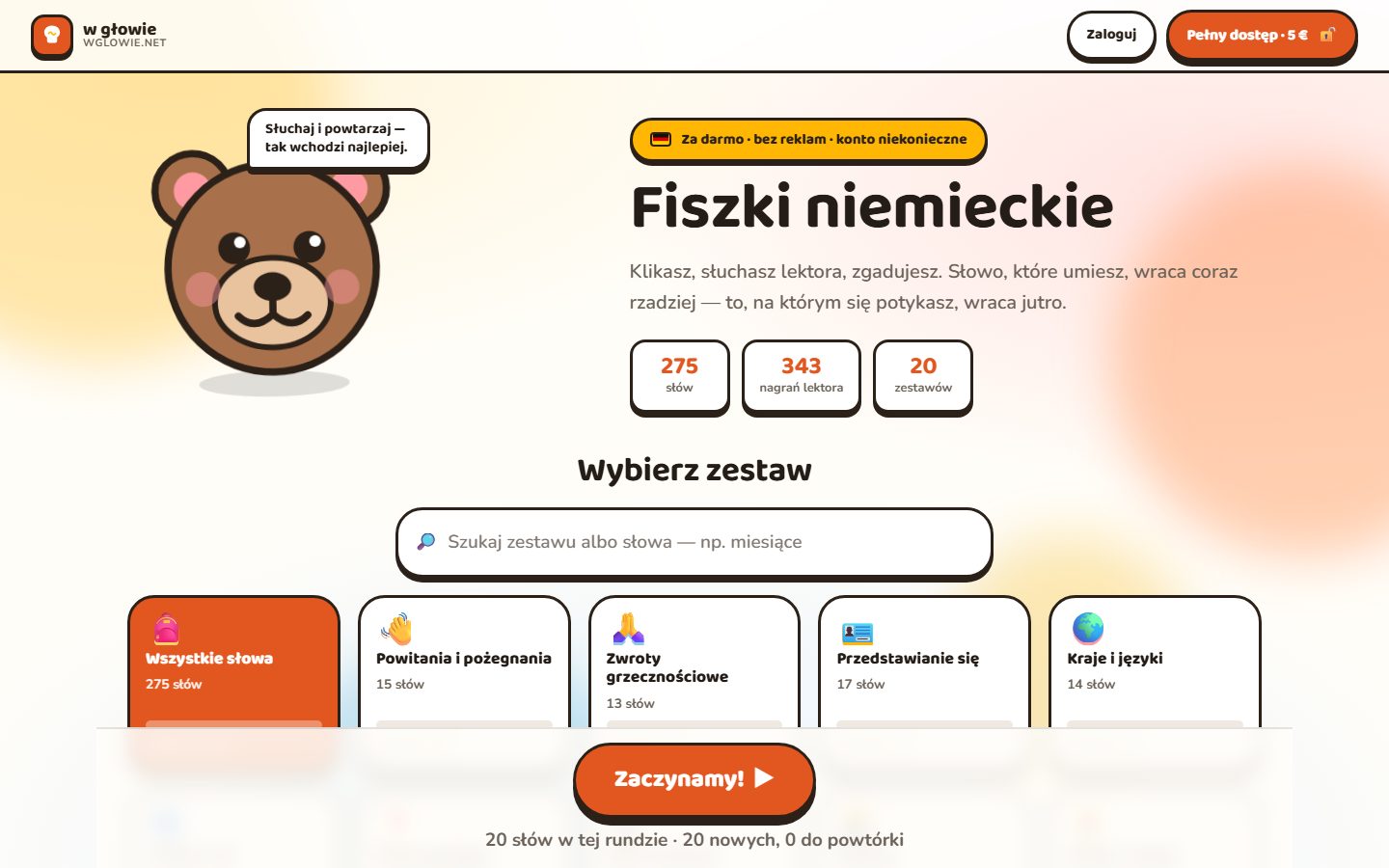 Fiszki w głowie — darmowe fiszki z nagraniami lektora