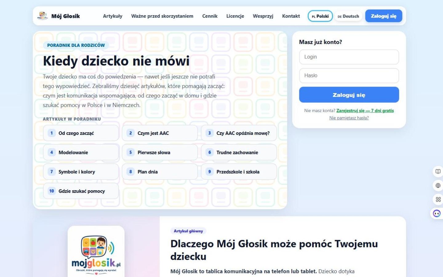 Mój Głosik — aplikacja AAC dla dzieci niemówiących