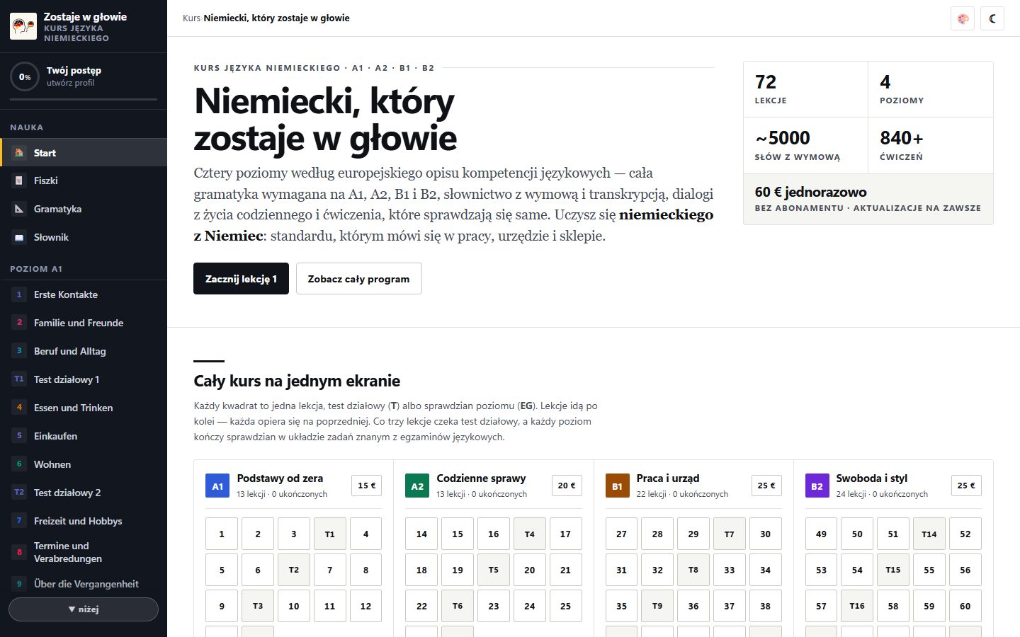Zostaje w głowie — kurs języka niemieckiego A1–B2